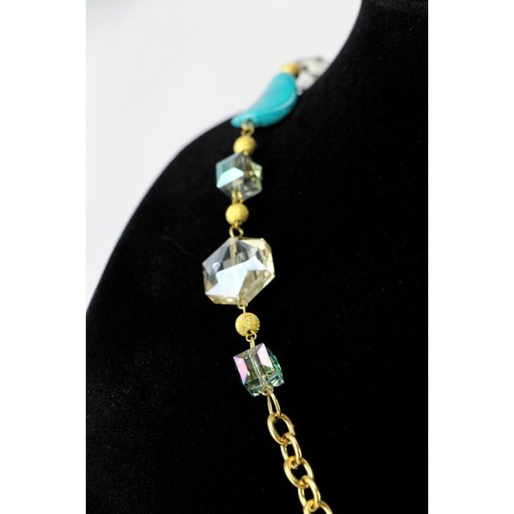 Adjustable 34"-38" Gold Tone Flapper Style Glass Bead Long Necklace - Picture 5 of 6